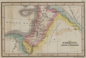 The Dominions of David and Salomon (farget gravering) av English School