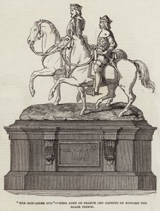 "The Doncaster Cup", kong John av Frankrike ledet til fange av Edward the Black Prince (gravering) av English School