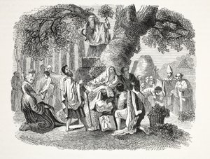 Druidene, eller britenes omvendelse til kristendommen av Bran og hans disipler, pub. 1800-tallet (stålgravering) av English School
