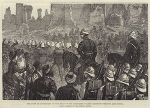 Hertugen av Connaught i spissen for grenadervaktene som marsjerer gjennom Alexandria (gravering) av English School