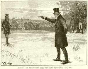 The Duke of Wellingtons Duell med Lord Winchilsea av English School
