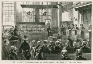 The Dynamite Conspiracy, scene i retten under rettssaken ved Old Bailey av English School