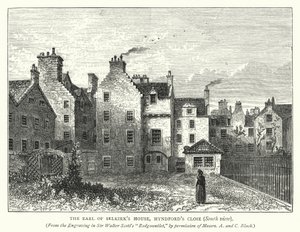 The Earl of Selkirk's House, Hyndford's Close, sørutsikt (gravering) av English School
