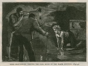 Jarlen av Shaftesbury; besøke kullgruvene i Black Country, 1840-41; fra The Graphic, 10. oktober 1885 av English School