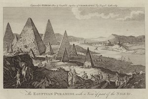 De egyptiske pyramidene med utsikt over en del av Nilen