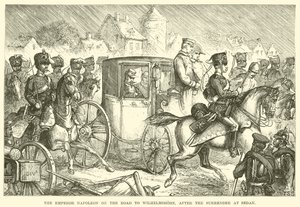 Keiser Napoleon på veien til Wilhelmshohe, etter overgivelsen ved Sedan (gravering) av English School