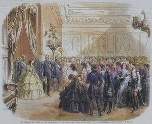 Keiseren av Russland ved ballet gitt av greven og grevinne de Morny i St. Petersburg (gravering) av English School