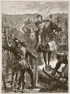 The English before Harfleur, illustrasjon fra Cassells Illustrated History of England (sepia-bilde) av English School