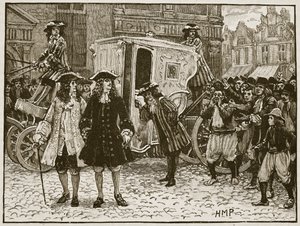 Den engelske fullmektig fornærmet i gatene i Utrecht, 1712, illustrasjon fra Cassells Illustrated History of England (sepiafoto) av English School