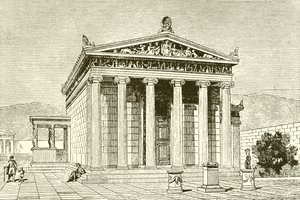 Erechtheion, et berømt tempel i Athen til helten Erectheios av English School