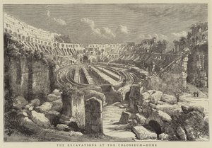 Utgravningene ved Colosseum, Roma (gravering) av English School