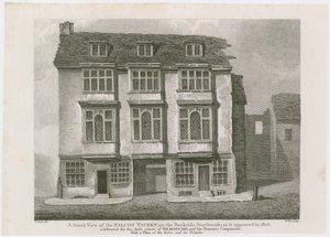 Falcon Tavern på Bankside, Southwark. Slik det dukket opp i 1805 av English School