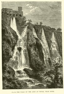 The Falls of the Anio ved Tivoli, nær Roma av English School