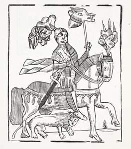 The Famous History of Guy Earl of Warwick, illustrasjon fra Chap-books of the Eighteenth Century av John Ashton, pub. 1882 av English School