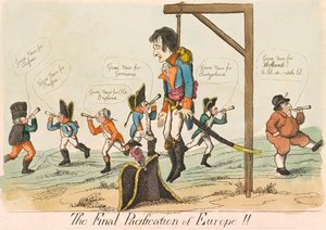 The Final Pacification of Europe!!, pub. 1803 håndfarget gravering. av English School