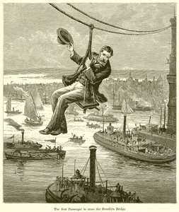 Den første passasjeren som krysser Brooklyn Bridge av English School
