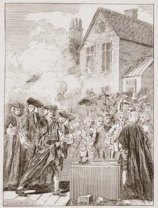 The Foundation Stone of Blackfriars Bridge, 1760, fra et moderne trykk av English School
