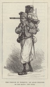 Franskmennene i Tonquin, en arabisk soldat på mars, fifer (gravering) av English School