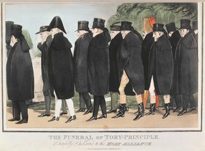 The Funeral of Tory Principle, ca. april 1827 (fargegravering) av English School