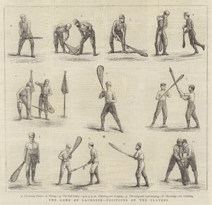 The Game of Lacrosse, posisjoner til spillerne (gravering) av English School