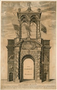 The Garden of Plenty; Triumfbuen reist i Fleet Street, nær Whitefriars, London av English School