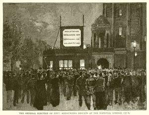 Generalvalget i 1892: Kunngjøring av resultater ved National Liberal Club av English School