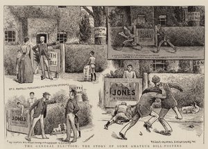 Det generelle valget, historien om noen amatørbilledplakater (gravering) av English School