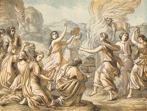 The Golden Calf (farget gravering) av English School