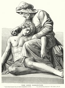 Den barmhjertige samaritan (gravering) av English School