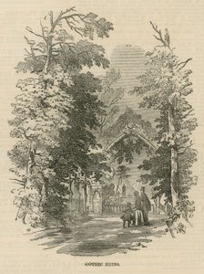 De gotiske ruinene i Vauxhall Gardens av English School