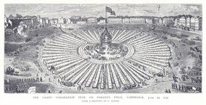 Den store kroningsfesten på Parkers Piece, Cambridge, 28. juni 1838 av English School