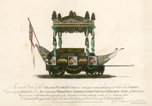 Den store begravelsesbilen til viseadmiral Lord Viscount Nelson av English School