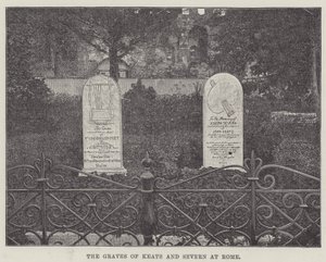Gravene til Keats og Severn i Roma (gravering) av English School