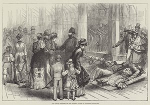 Den store katastrofen på Themsen, scene i Woolwich Dockyard (gravering) av English School