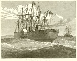 The Great Eastern som betaler ut Atlanterhavskabelen av English School
