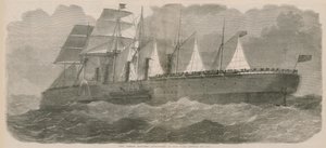 The Great Eastern dampskip som hun vil dukke opp på havet av English School