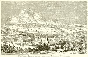 The Great Fire of London, sett fra Bankside, Southwark av English School