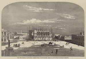 The Great Square i Alexandria, den nåværende tilstanden til den foreslåtte kirken for de engelske protestantiske innbyggerne (gravering) av English School