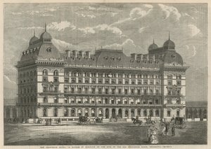 Grosvenor Hotel, under oppføring på stedet for det gamle Grosvenor-bassenget, Belgravia av English School