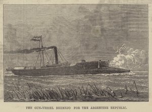 Gun-Vessel Bermejo for den argentinske republikken (gravering) av English School