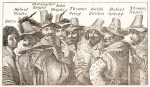 The Gunpowder Plot Conspirators, etter en gravering fra 1606 av English School