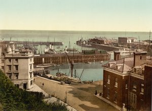 Havnen, Folkestone (håndfarget bilde) av English School