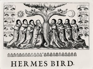 Hermes-fuglen, fra Theatrum Chemicum, 1652 av English School