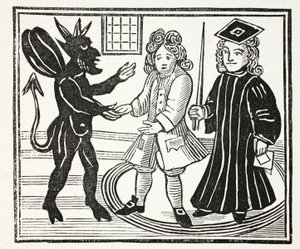 The History of Dr. John Faustus, illustrasjon fra Chapter-books of the Eighteenth Century av John Ashton, pub. 1882 av English School