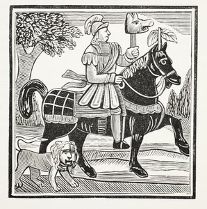 The History of Guy, Earl of Warwick, illustrasjon fra Chap-books of the Eighteenth Century av John Ashton, pub. 1882 av English School