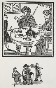 The History of Sir Richard Whittington, Thrice Lord Mayor of London, illustrasjon fra Chap-books of the Eighteenth Century av John Ashton, pub. 1882 av English School