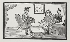 The History of the Blind Beggar of Bethnal Green, illustrasjon fra Chap-books of the Eighteenth Century av John Ashton, pub. 1882 av English School