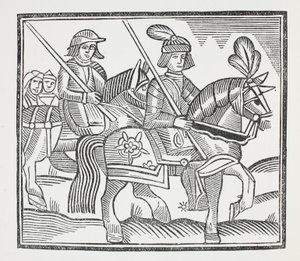 The History of the Life and Death of the Noble Knight Sir Bevis of Southampton, illustrasjon fra Chap-books of the Eighteenth Century av John Ashton, pub. 1882 av English School