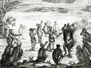 Hottentottene tilber månen, illustrasjon fra 