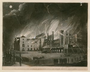 Houses of Lords and Commons i brann, 16. oktober 1834 av English School